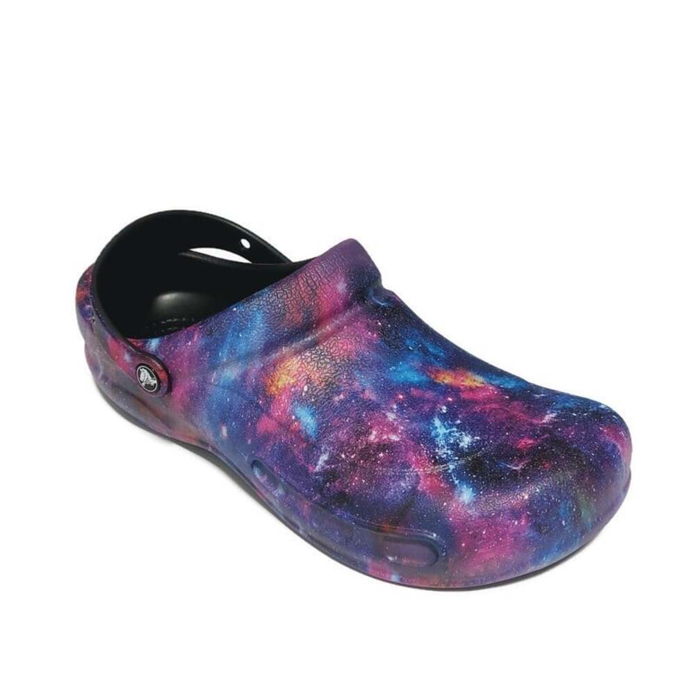 Crocs Bistro Work Graphic Clogs Mens 12 Galaxy Space Slip Resistant Work Shoes